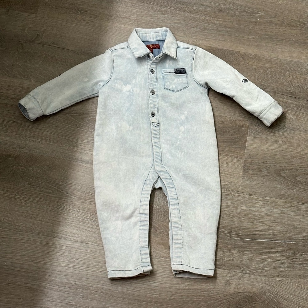 7 For All Mankind Baby Denim One Piece Suit - 6-9mon